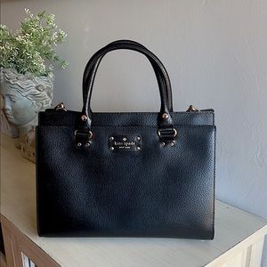 Kate Spade Black Leather Satchel with Hot Pink Lining. NWOT